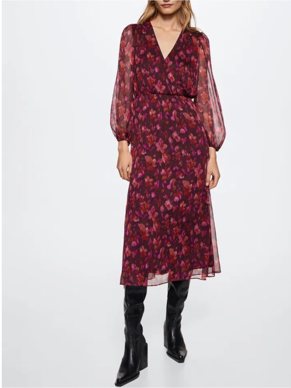 MANGO Flowy Flower Printed Dress